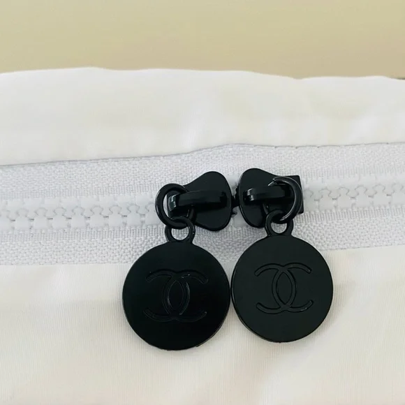 Brand New Chanel White Puffy Top Handles Beauty Makeup Cosmetic Bag